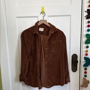 Sézane Brown Chestnut Corduroy Shirt Jacket